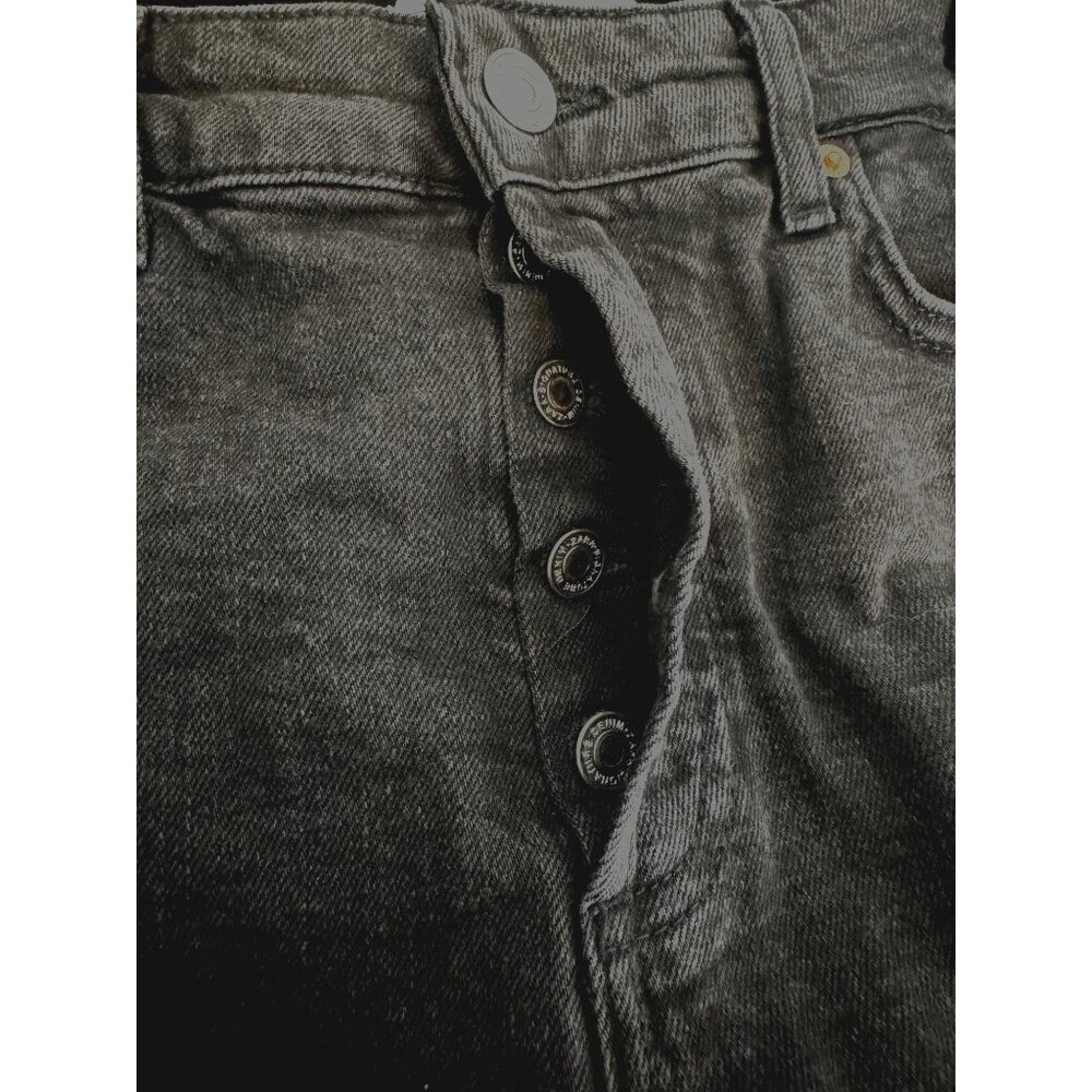 2/$30 ZARA Black Denim 6 The Dreed Flare Jeans Raw Hem & Button Fly - Picture 7 of 14